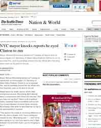 NYC mayor knocks reports he eyed Clinton to: Seattle Times